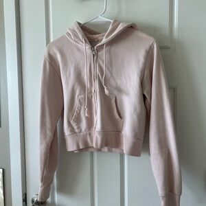 Light Pink Cropped Hoodie Brandy Melville